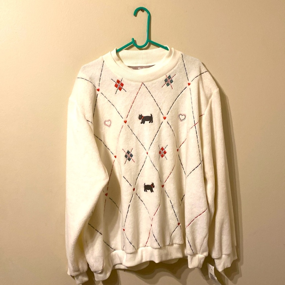 Women's Plus Size Sweater w Scottie Terrier and heart graphics diamond 3xl NWT